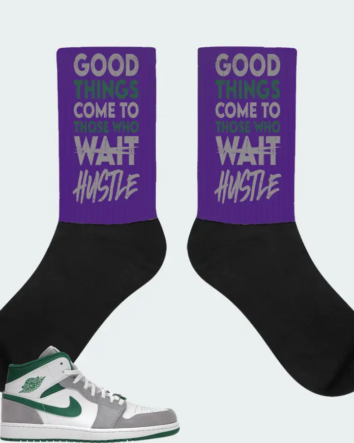Jordan 1 Mid SE Sneaker Matching Purple Socks - Good Things Come