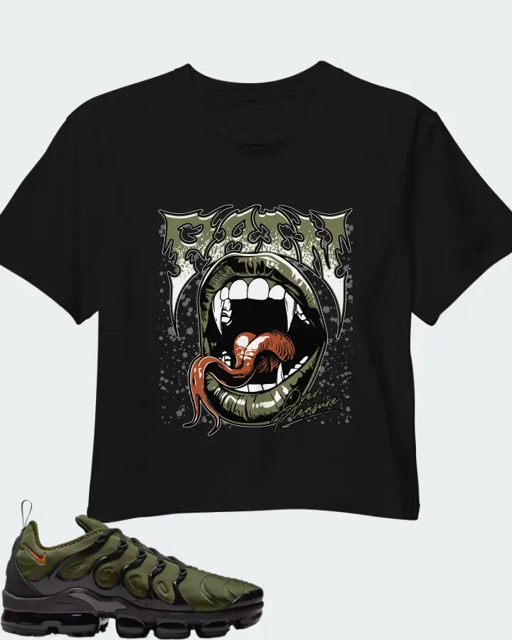 Nike Air VaporMax Plus Rough Green Dark Russet Matching Crop Top