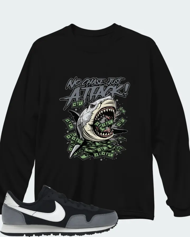 Nike Air Pegasus 83 PRM Black Cool Grey Matching Long Sleeve T-Shirt