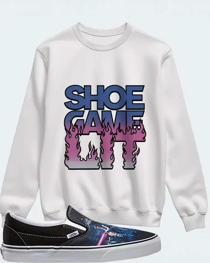 Vans Slip-On Sneaker Matching White Sweatshirt - Shoe Game Lit Refreshed