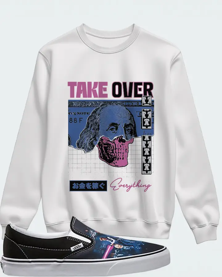 Vans Slip-On Sneaker Matching White Sweatshirt - Take Over
