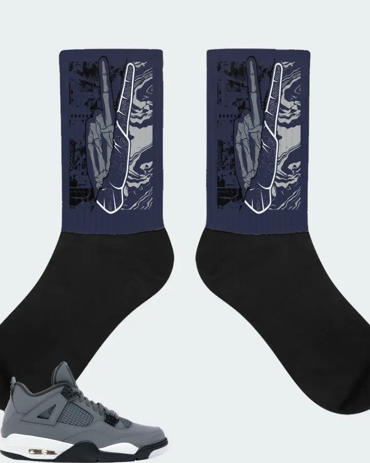 Jordan 4 Retro Sneaker Matching Navy Socks - Peace of mind