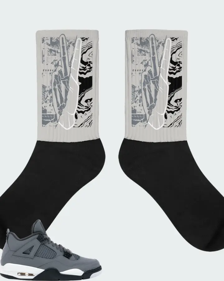 Jordan 4 Retro Sneaker Matching Grey Socks - Peace of mind