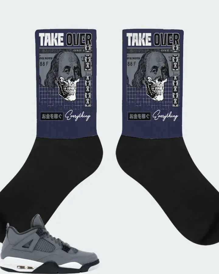 Jordan 4 Retro Sneaker Matching Navy Socks - Take Over