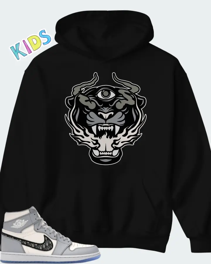 Air Jordan 1 High 85 Wings Wolf Grey Matching Kid's Hoodie