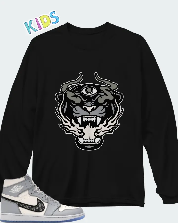 Air Jordan 1 High 85 Wings Wolf Grey Matching Kid's Long Sleeve T-Shirt