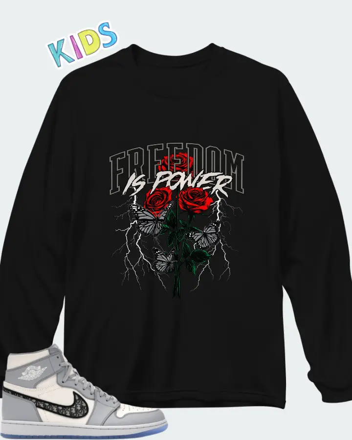 Air Jordan 1 High 85 Wings Wolf Grey Matching Kid's Long Sleeve T-Shirt