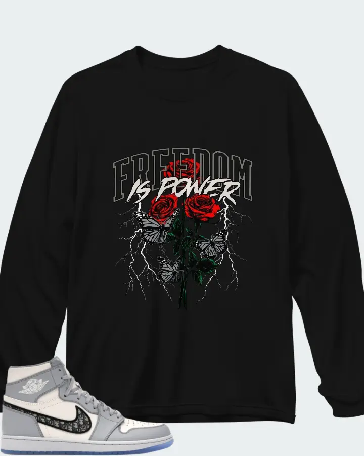 Air Jordan 1 High 85 Wings Wolf Grey Matching Long Sleeve T-Shirt