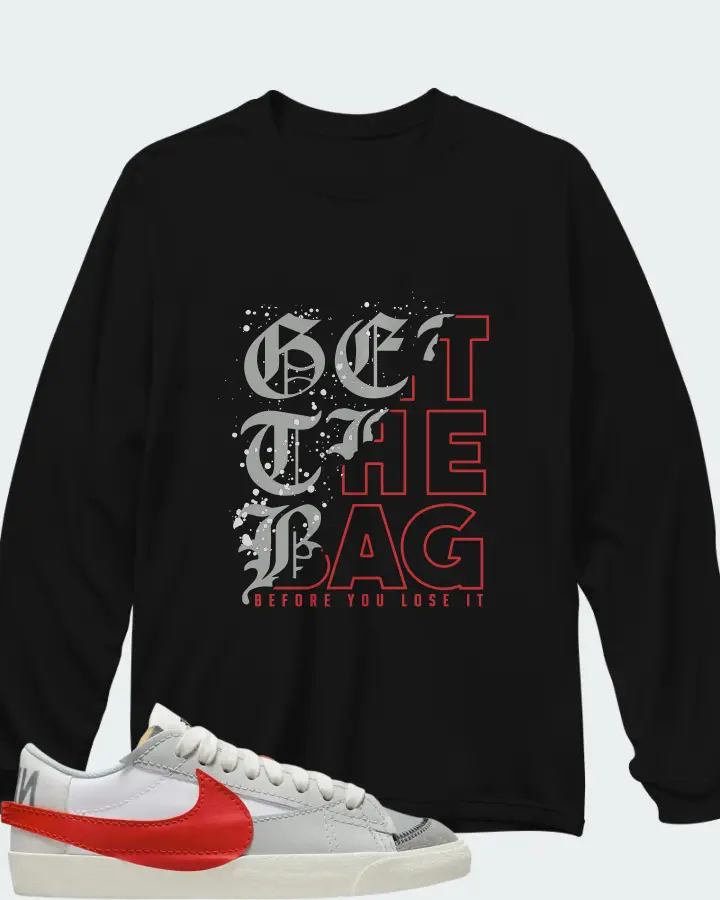 Nike Blazer Low 77 Jumbo White Photon Dust Light Smoke Grey University Red Matching Long Sleeve T-Shirt