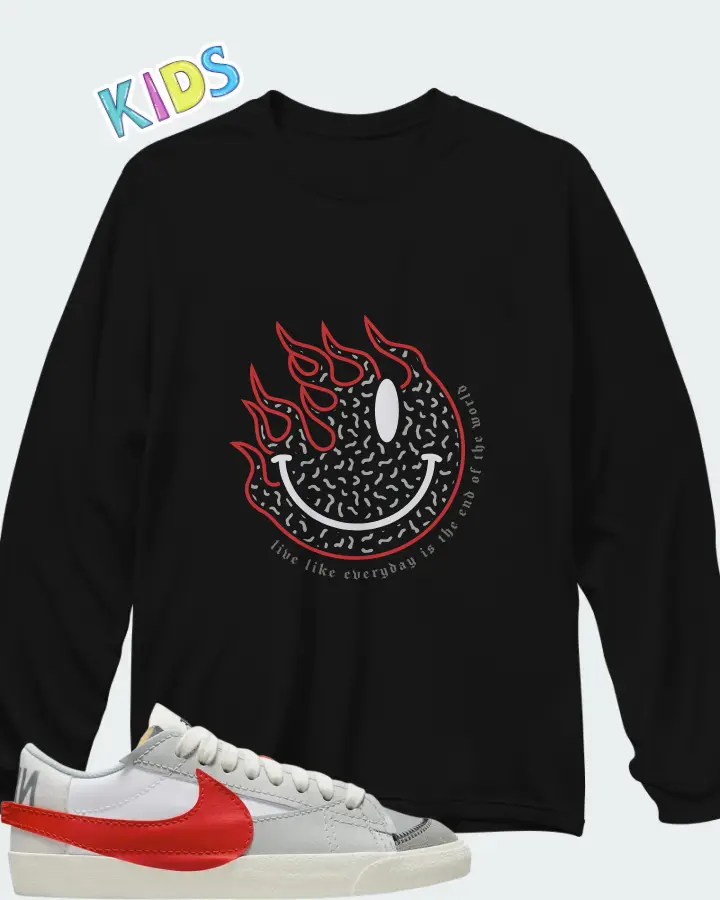 Nike Blazer Low 77 Jumbo White Photon Dust Light Smoke Grey University Red Matching Kid's Long Sleeve T-Shirt