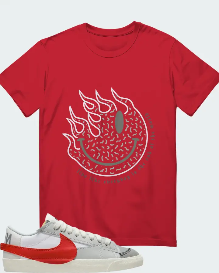 Nike Blazer Low 77 Jumbo White Photon Dust Light Smoke Grey University Red Matching T-Shirt