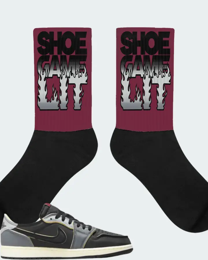 Jordan 1 Low OG EX Sneaker Matching Maroon Socks - Shoe Game Lit Refreshed