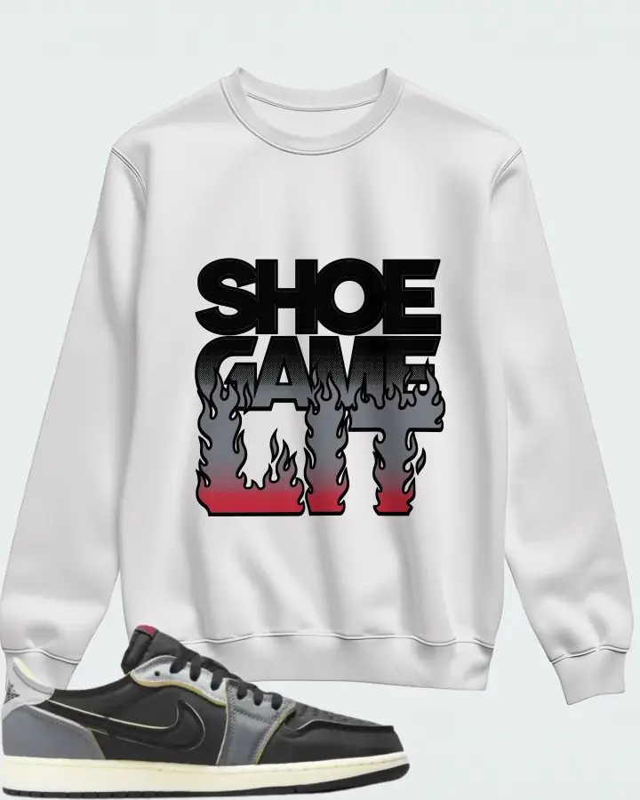 Jordan 1 Low OG EX Sneaker Matching White Sweatshirt - Shoe Game Lit Refreshed