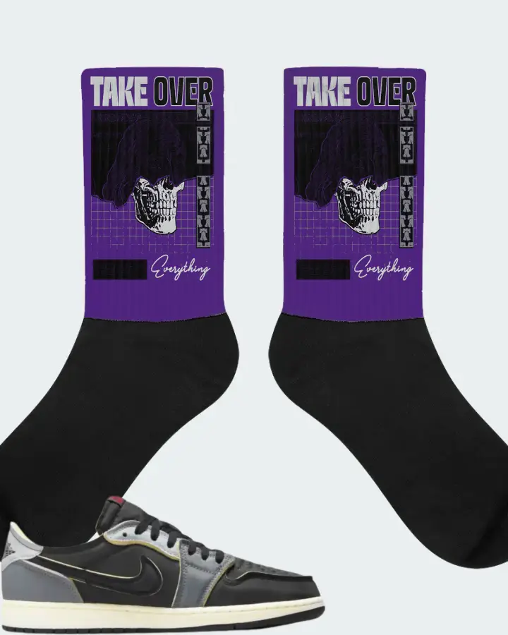 Jordan 1 Low OG EX Sneaker Matching Purple Socks - Take Over
