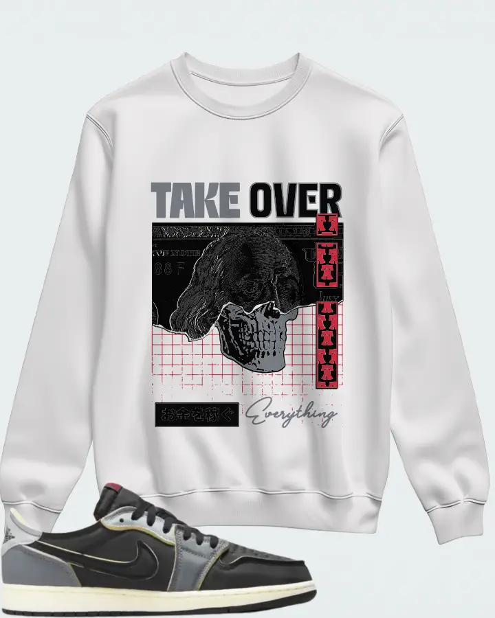 Jordan 1 Low OG EX Sneaker Matching White Sweatshirt - Take Over