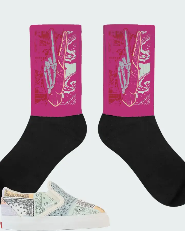 Vans Slip-On  Sneaker Matching Berry Socks - Peace of mind
