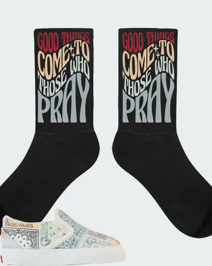 Vans Slip-On Sneaker Matching Socks - Good Things Come To Those Who Pray