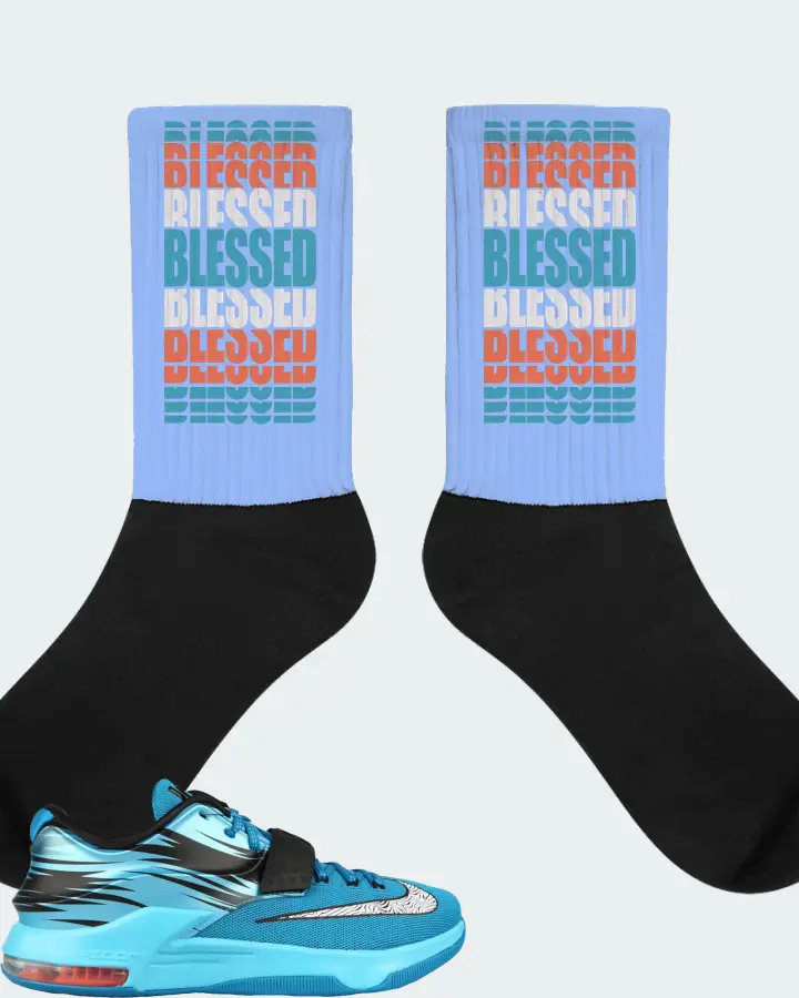 Nike KD 7 Sneaker Matching Carolina Blue Socks - BLESSED Many Times