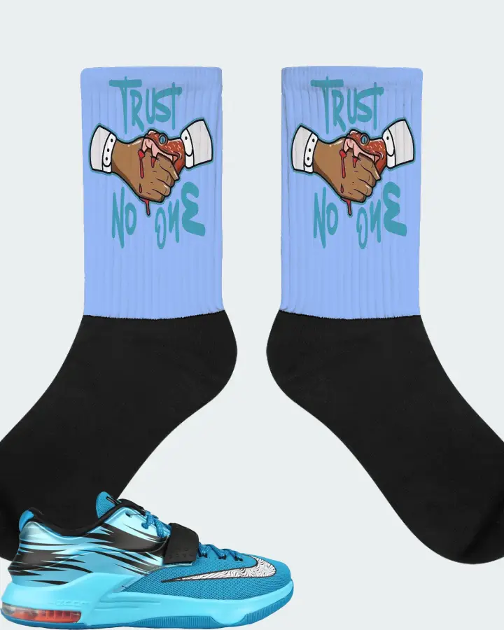 Nike KD 7 Sneaker Matching Carolina Blue Socks - Trust No One