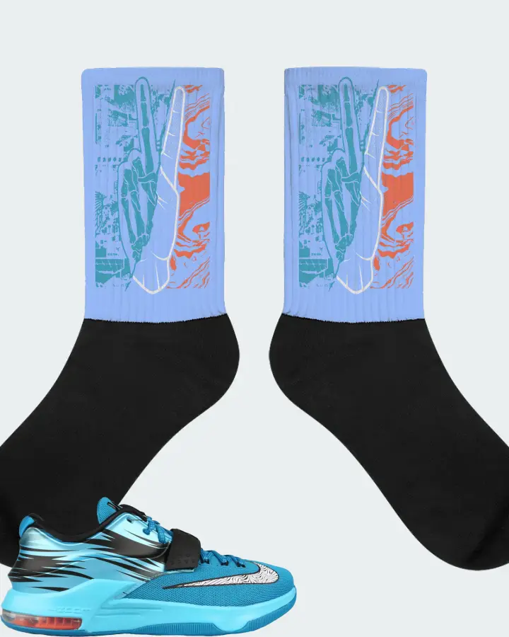 Nike KD 7 Sneaker Matching Carolina Blue Socks - Peace of mind