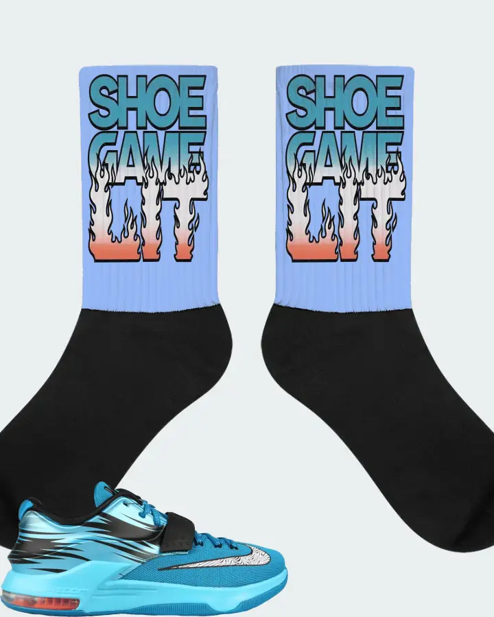 Nike KD 7 Sneaker Matching Carolina Blue Socks - Shoe Game Lit Refreshed
