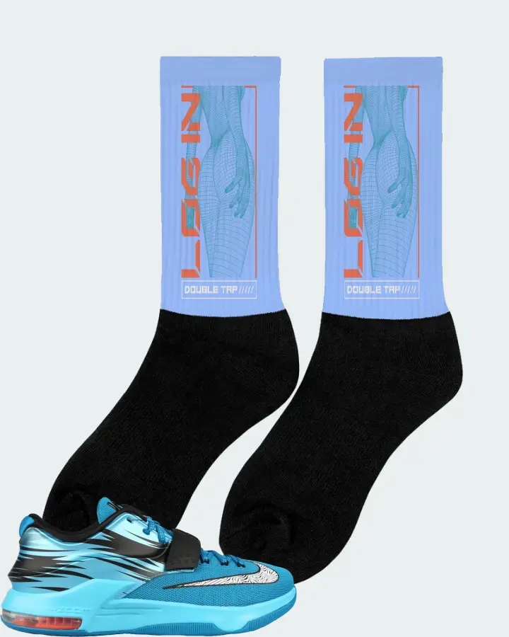 Nike KD 7 Sneaker Matching Carolina Blue Socks (LOGIN) - View 3
