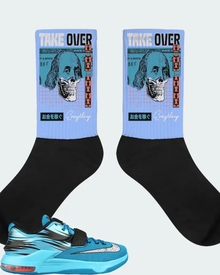 Nike KD 7 Sneaker Matching Carolina Blue Socks - Take Over