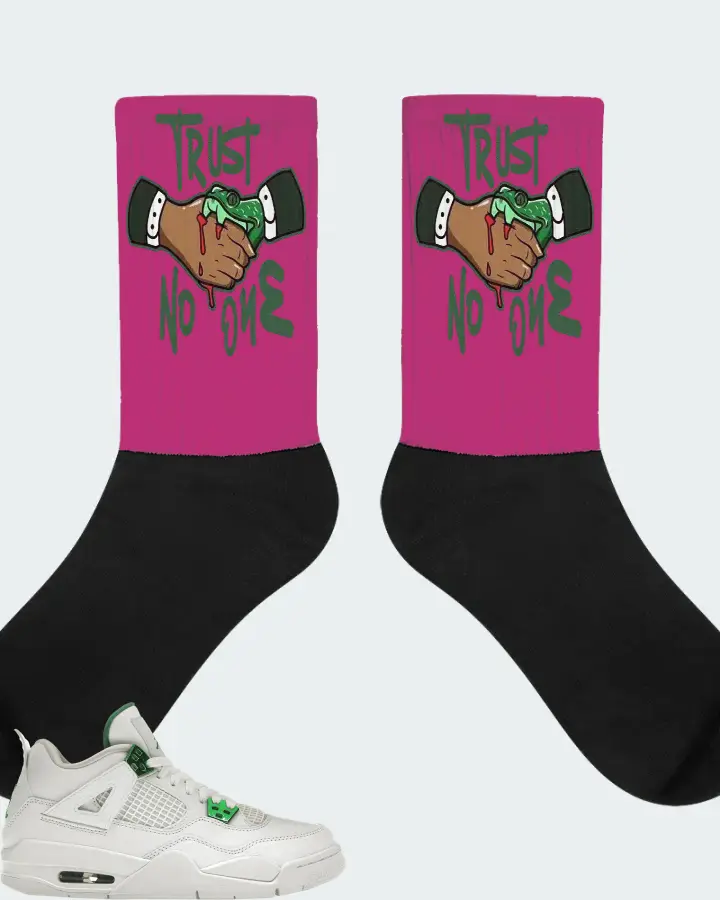 Jordan 4 Retro Sneaker Matching Berry Socks - Trust No One
