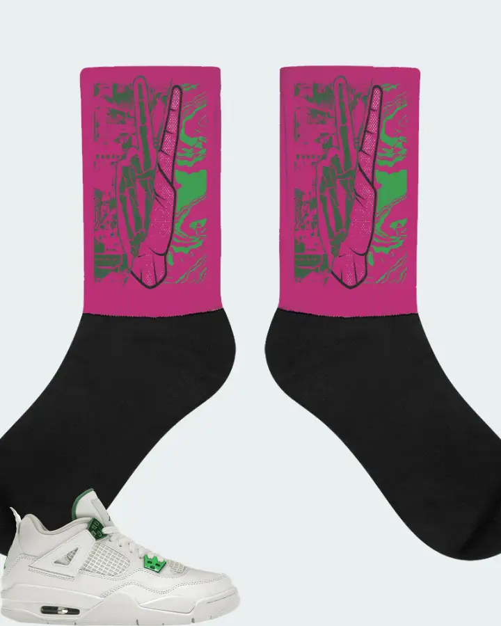 Jordan 4 Retro Sneaker Matching Berry Socks - Peace of mind