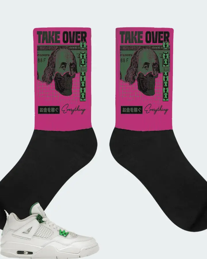 Jordan 4 Retro Sneaker Matching Berry Socks - Take Over