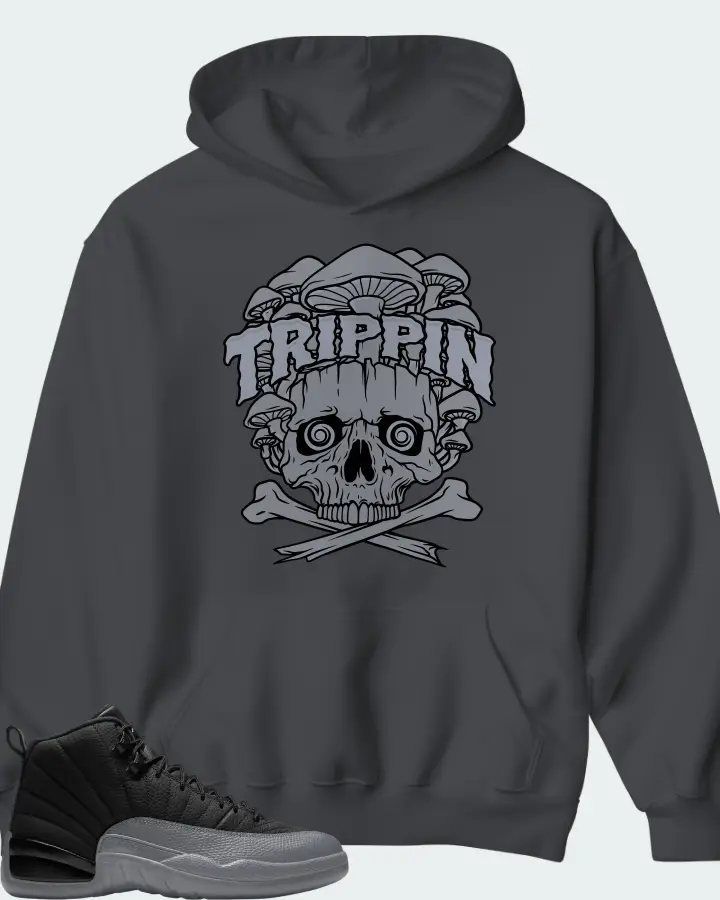 Air Jordan 12 Black Wolf Grey Matching Hoodie