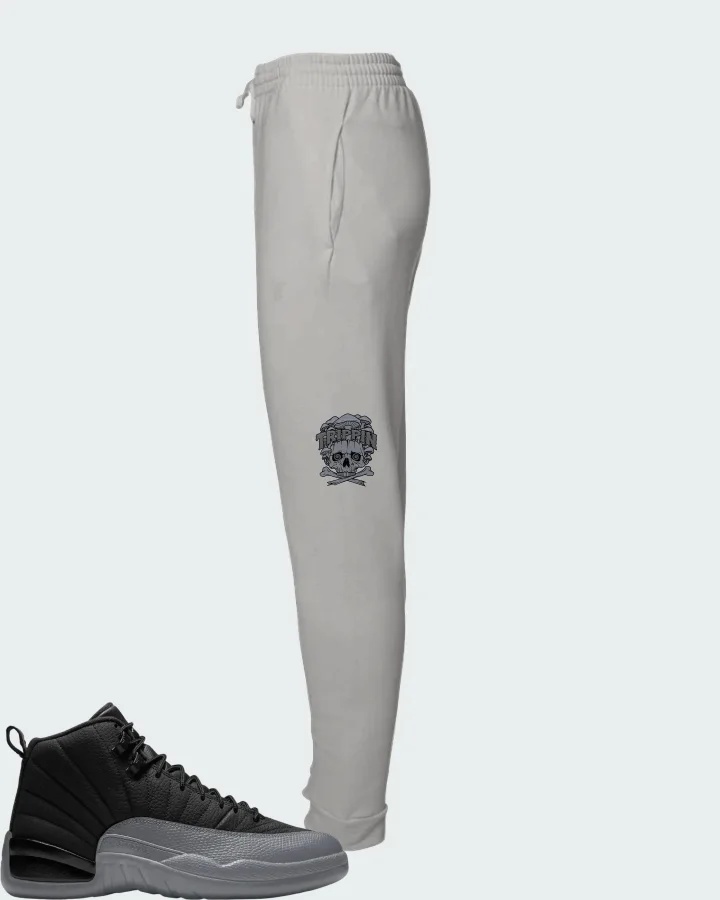 Air Jordan 12 Black Wolf Grey Matching Joggers