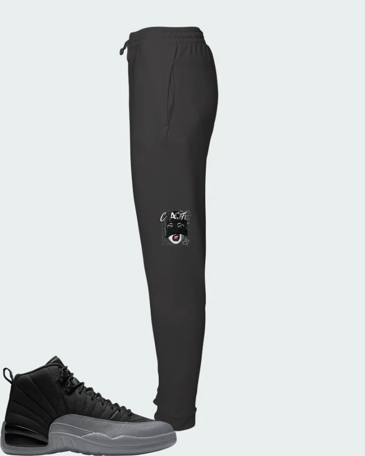 Air Jordan 12 Black Wolf Grey Matching Joggers