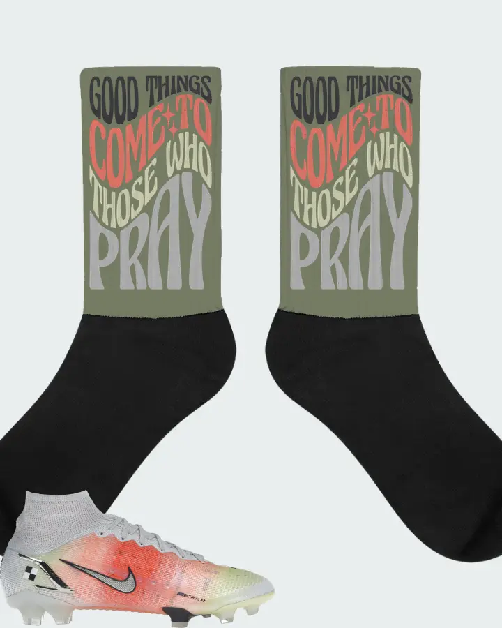 Nike Mercurial Dream Speed Superfly 8 Elite FG Sneaker Matching Olive Socks - Good Things Come To Those Who Pray
