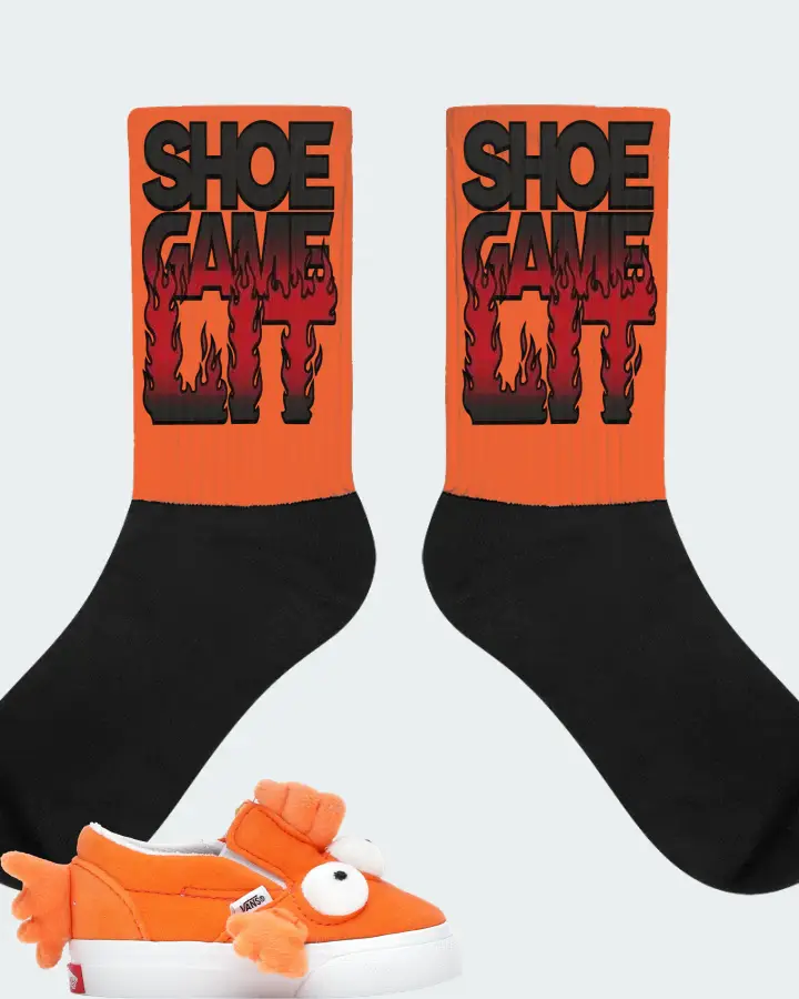 Vans Slip-On V Sneaker Matching Orange Socks - Shoe Game Lit Refreshed