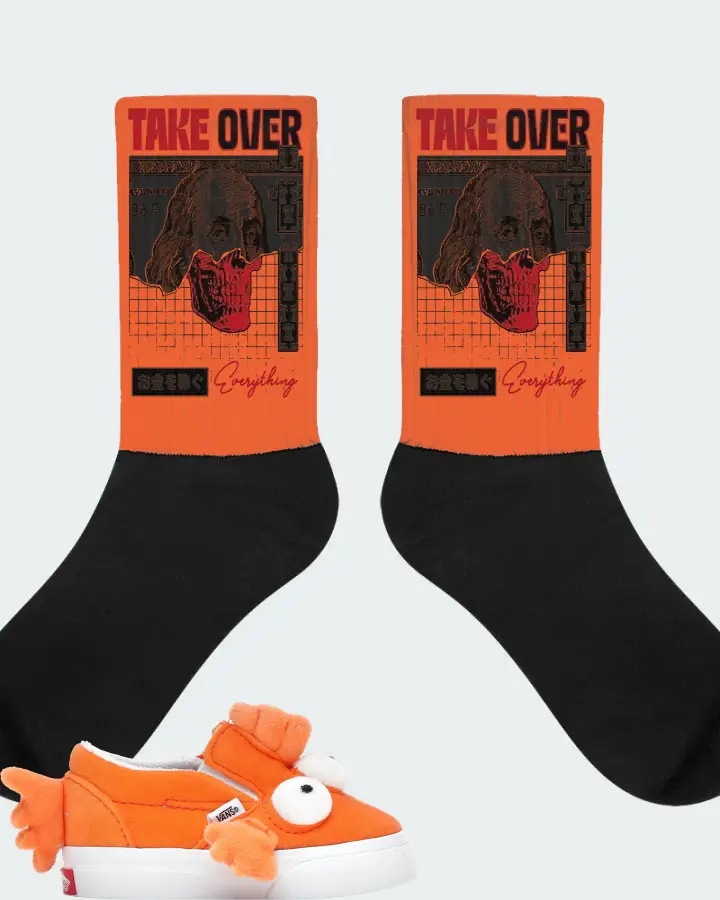 Vans Slip-On V Sneaker Matching Orange Socks - Take Over