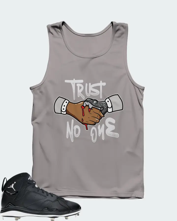 Jordan 7 Retro Cleat Sneaker Matching Grey Tank Top - Trust No One