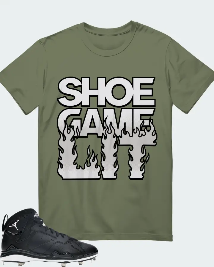 Jordan 7 Retro Cleat Sneaker Matching Olive T-Shirt - Shoe Game Lit Refreshed