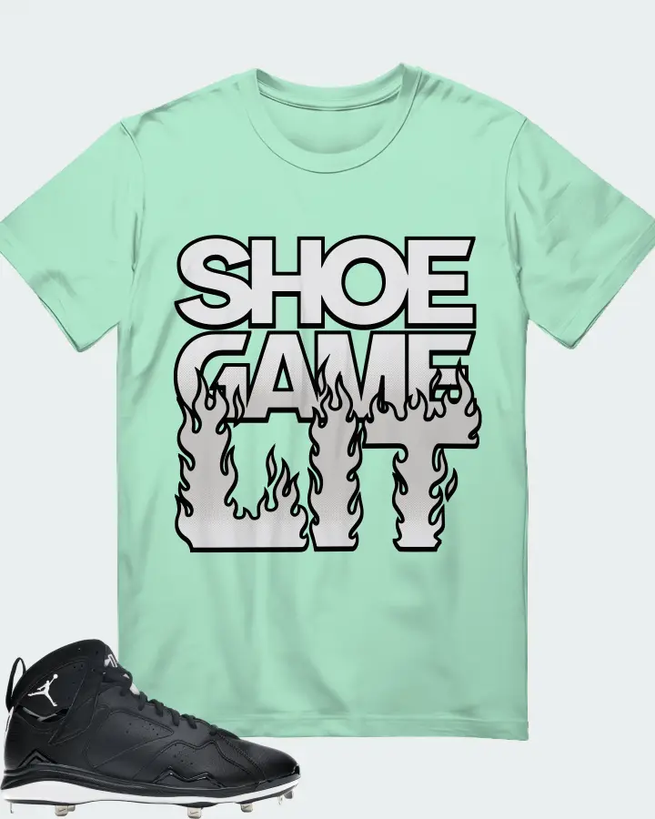Jordan 7 Retro Cleat Sneaker Matching Mint T-Shirt - Shoe Game Lit Refreshed