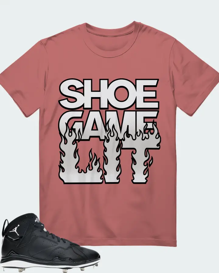 Jordan 7 Retro Cleat Sneaker Matching Mauve T-Shirt - Shoe Game Lit Refreshed