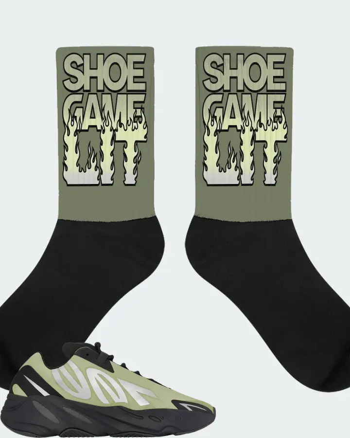 adidas Yeezy Boost 700 MNVN Sneaker Matching Olive Socks - Shoe Game Lit Refreshed