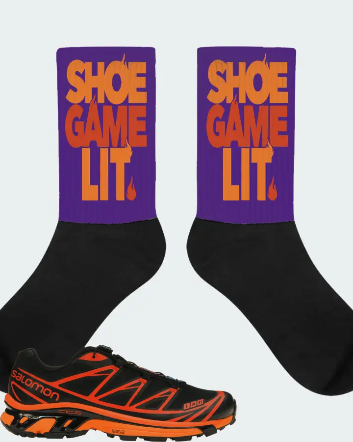 Salomon XT-6 Sneaker Matching Purple Socks - Shoe Game Lit Classic