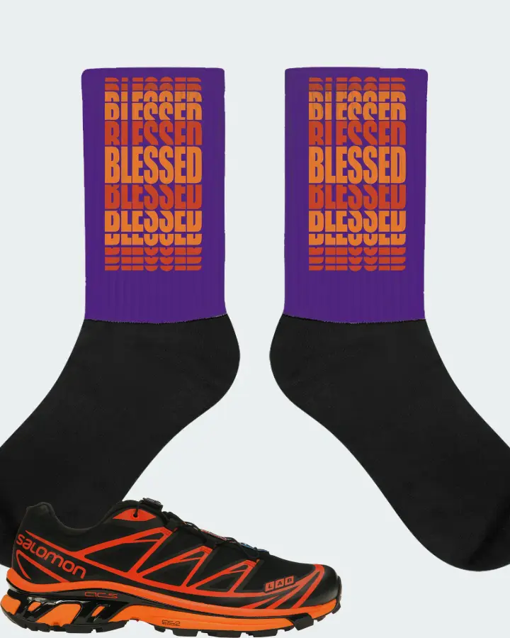 Salomon XT-6 Sneaker Matching Purple Socks - BLESSED Many Times