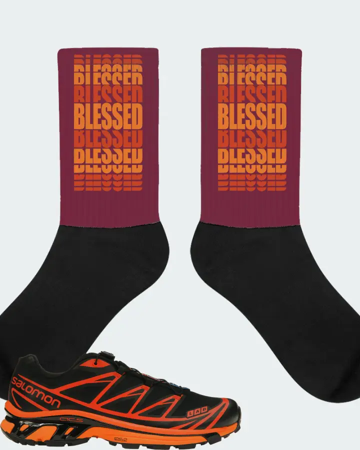 Salomon XT-6 Sneaker Matching Maroon Socks - BLESSED Many Times