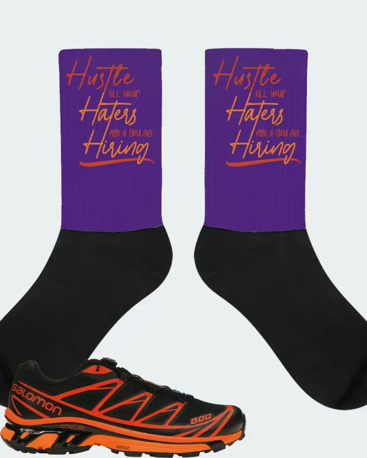 Salomon XT-6 Sneaker Matching Purple Socks - HUSTLE TILL YOUR HATERS ASK