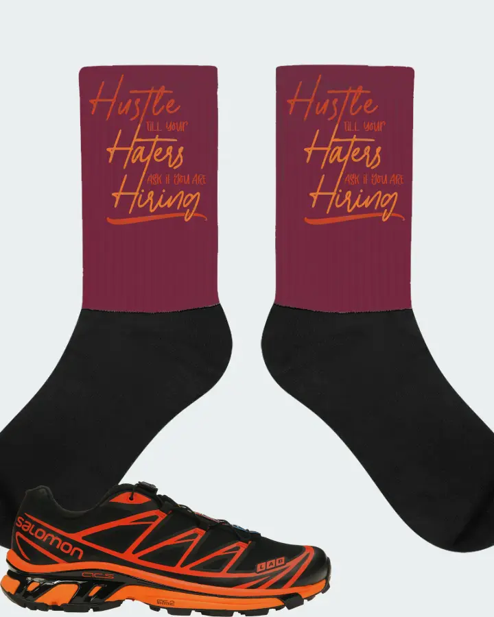 Salomon XT-6 Sneaker Matching Maroon Socks - HUSTLE TILL YOUR HATERS ASK