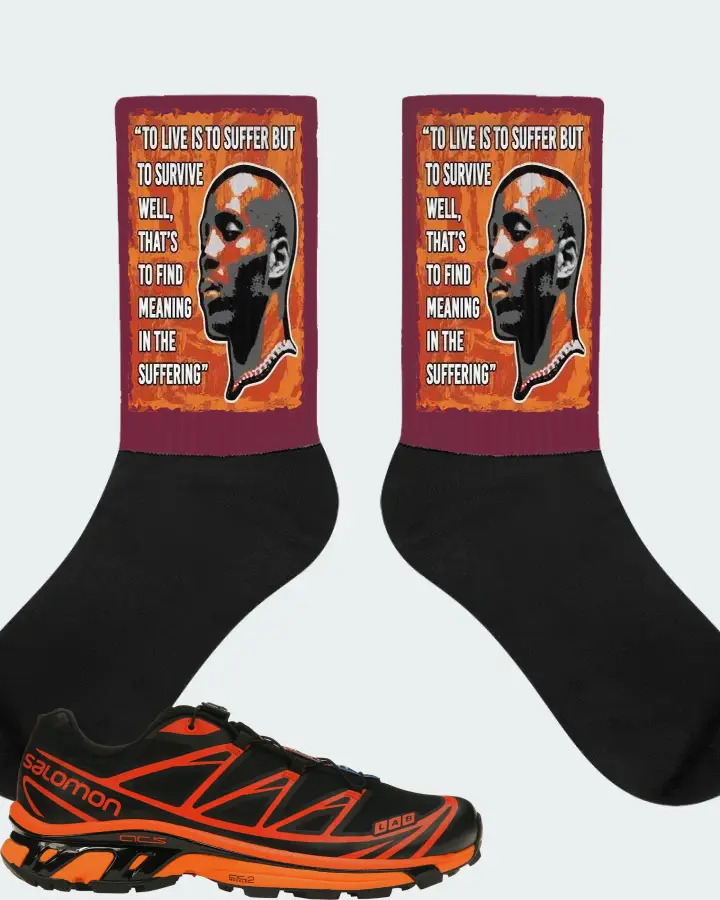 Salomon XT-6 Sneaker Matching Maroon Socks - DMX Suffer Quote