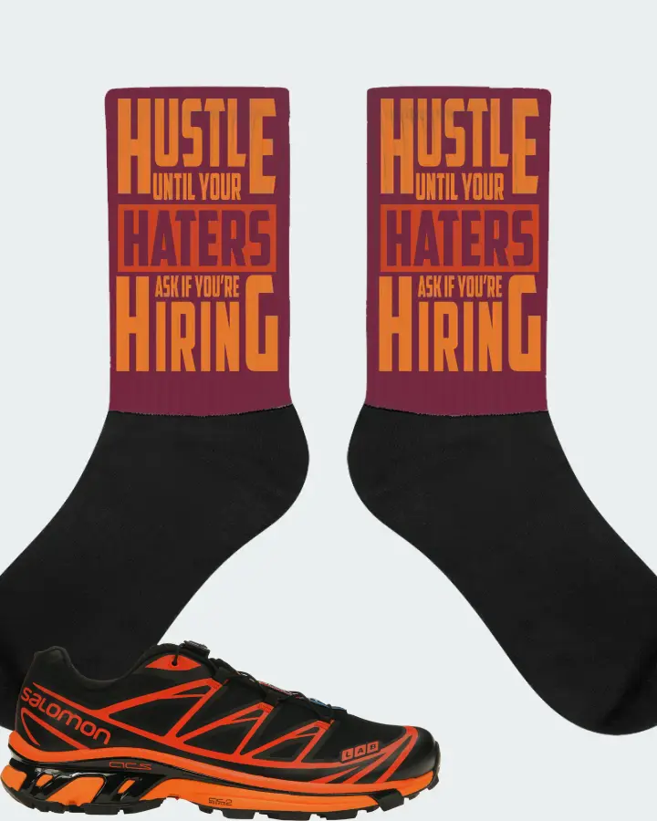 Salomon XT-6 Sneaker Matching Maroon Socks - HUSTLE UNTIL YOUR HATERS