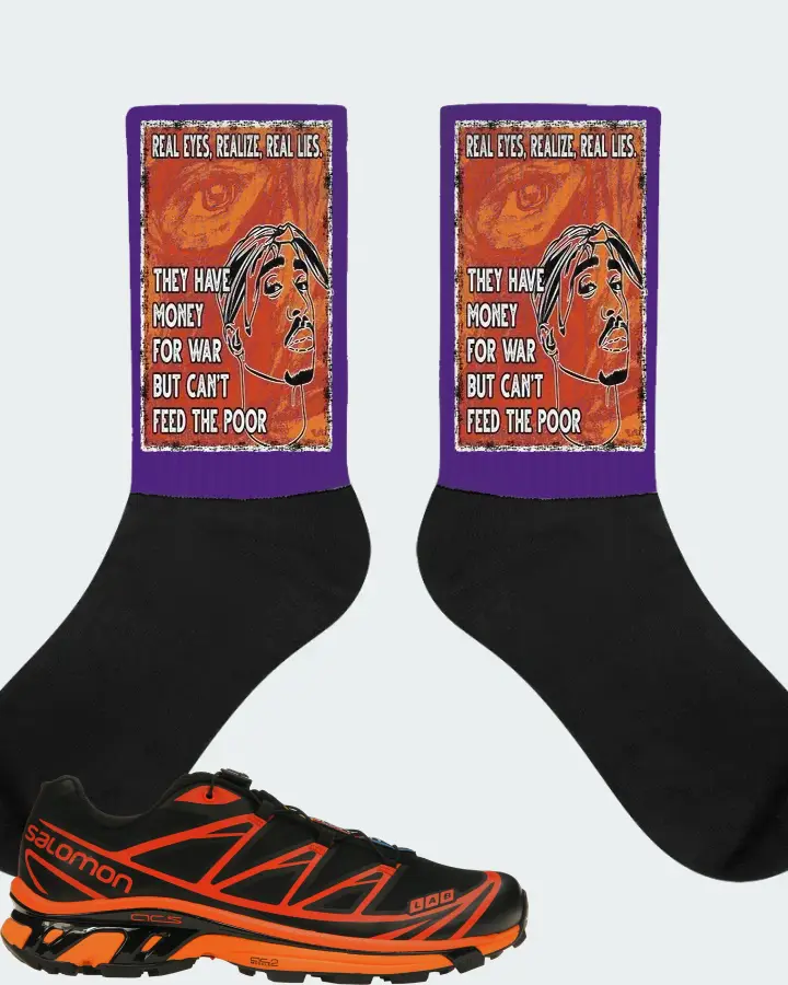 Salomon XT-6 Sneaker Matching Purple Socks - TUPAC Real Eyes Realize Real Lies