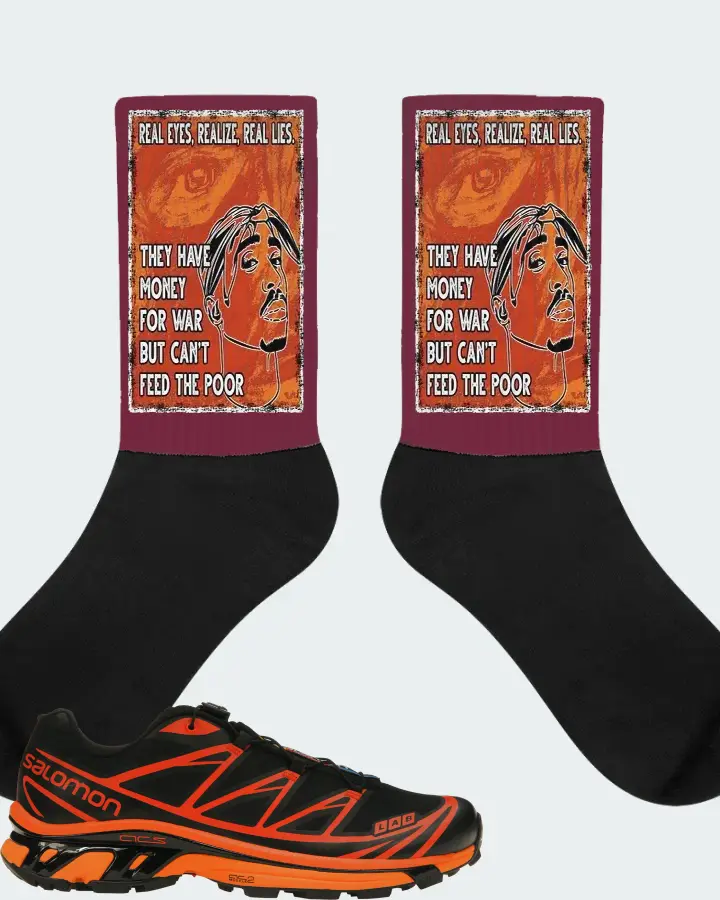 Salomon XT-6 Sneaker Matching Maroon Socks - TUPAC Real Eyes Realize Real Lies